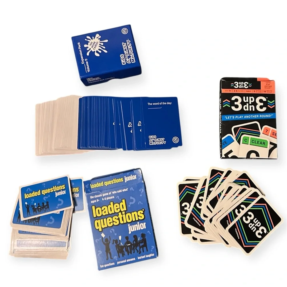 Kids Party Games Set - Loaded Questions, KAM, 3 Up 3 Down